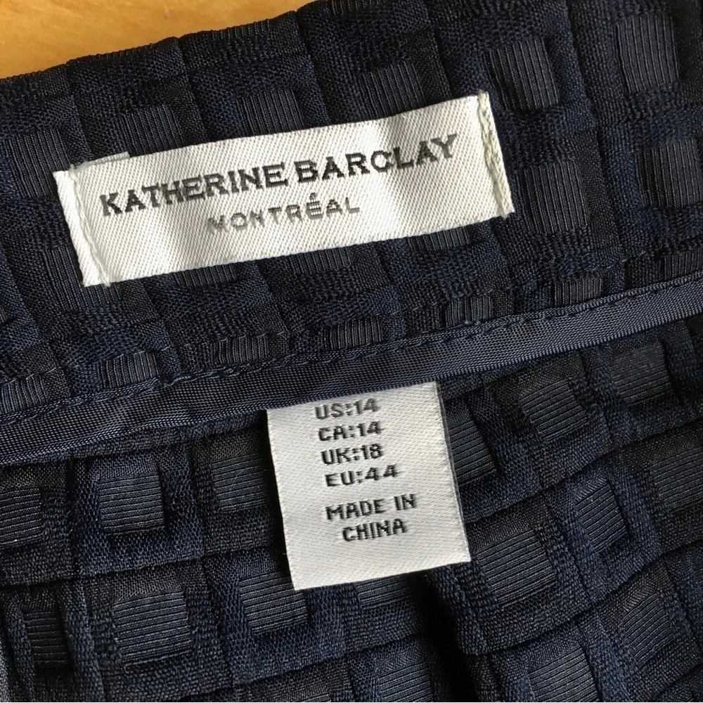 Katherine Barclay Mini Skirt, Abstract, Mod, Classic Navy Blue, Gold, Size 14